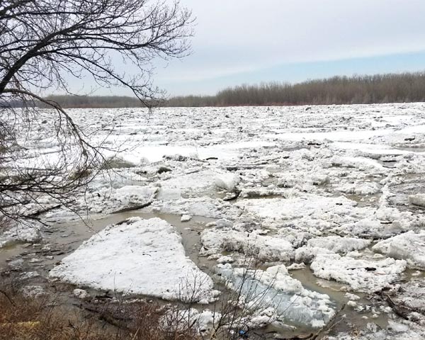 Ice jams causing limited flooding